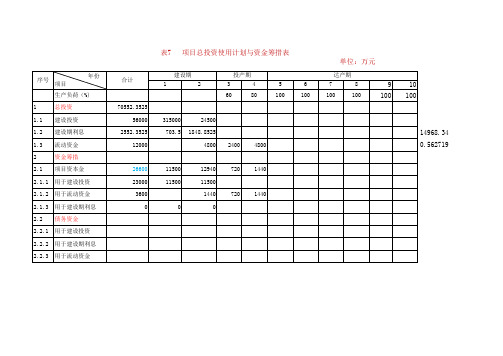 项目总投资使用计划与资金筹措表1