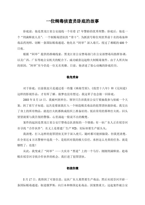 一位缉毒侦查员卧底的故事