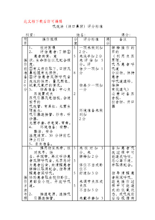 最新版吸痰法评分标准(完整资料).doc