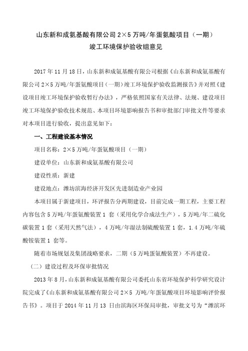 竣工环境保护验收组意见