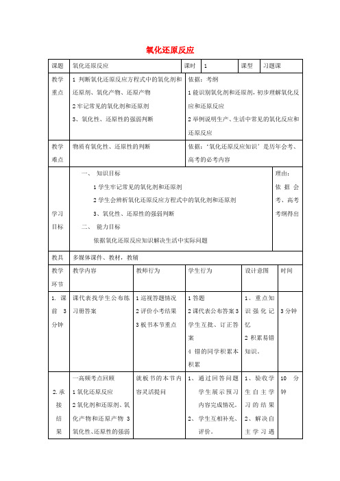高中化学第二章化学物质及其变化2.3.1氧化还原反应__习题课教案新人教版必修1201712121103.doc