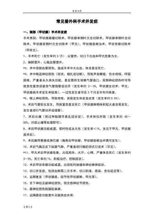 常见普外科手术并发症