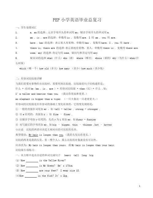 pep小学英语毕业知识点分类总复习资料[优质版]