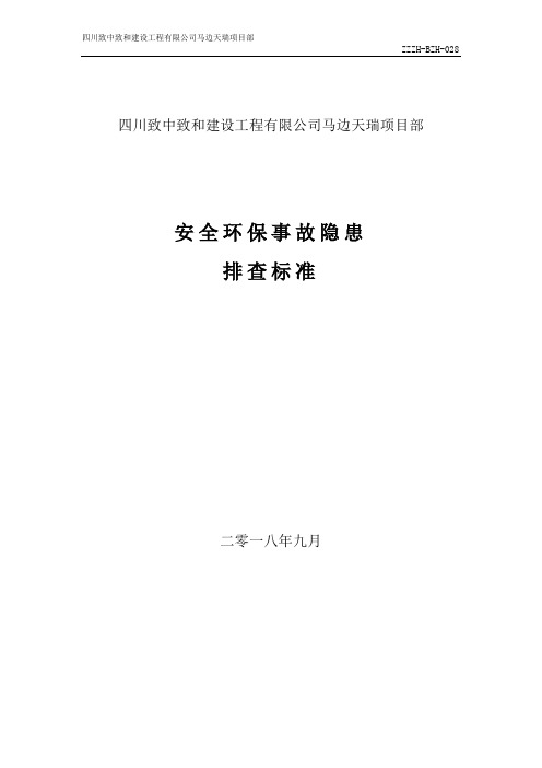 安全环保事故隐患排查标准