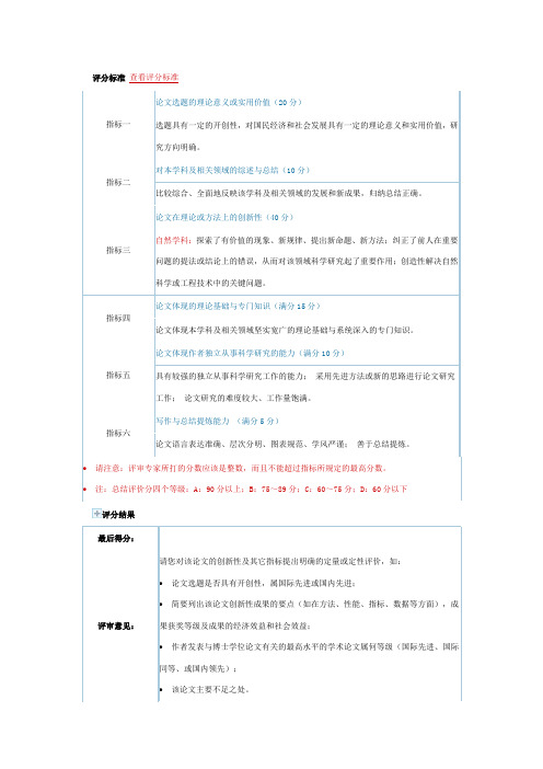 2010省优秀论文评分评语+