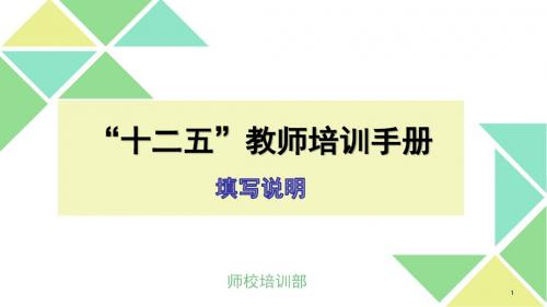 中小学教师十二五继续教育填写说明