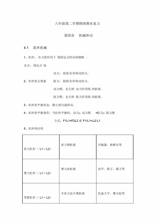 八年级第二学期物理期末复习