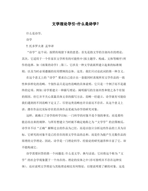 文学理论导引-什么是诗学？