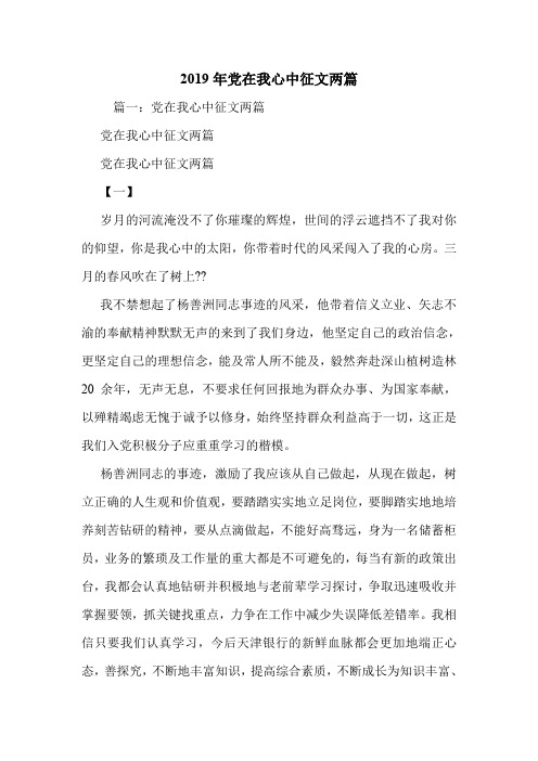 2019年党在我心中征文两篇.doc