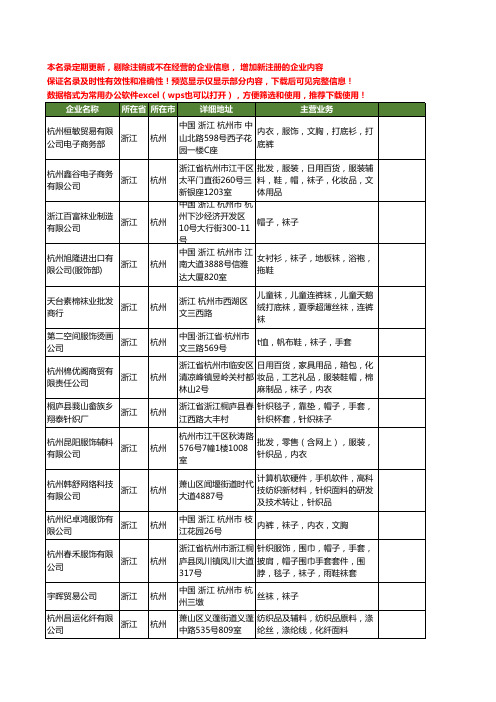 新版浙江省杭州袜子工商企业公司商家名录名单联系方式大全396家