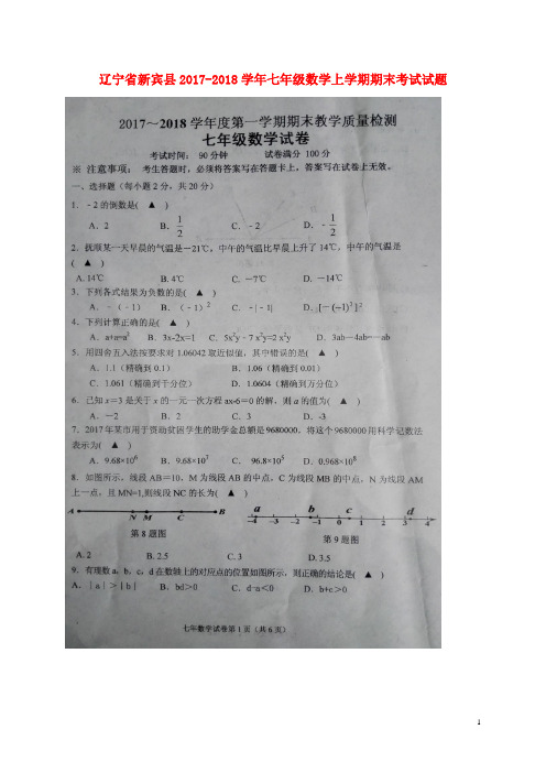 辽宁省新宾县七年级数学上学期期末考试试题(扫描版) 新人教版