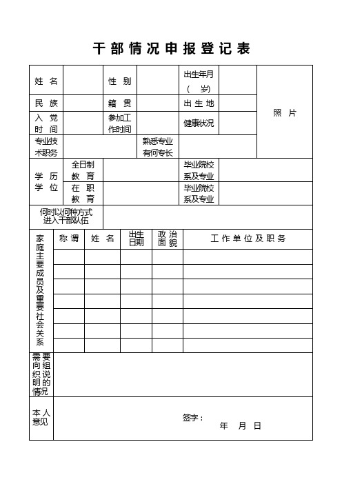 干部情况申报登记表【模板】