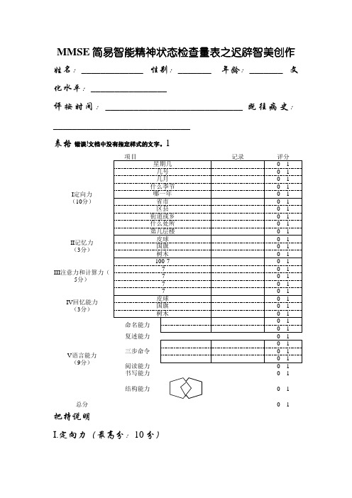 MMSE量表