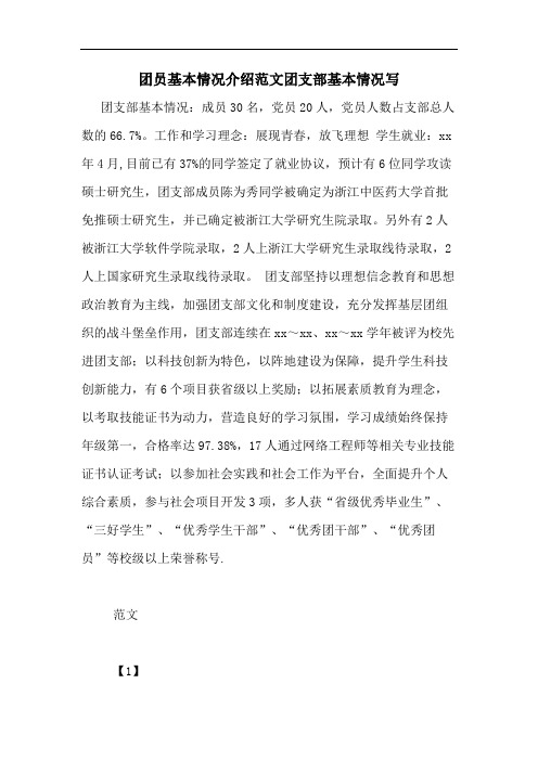 团员基本情况介绍范文团支部基本情况写