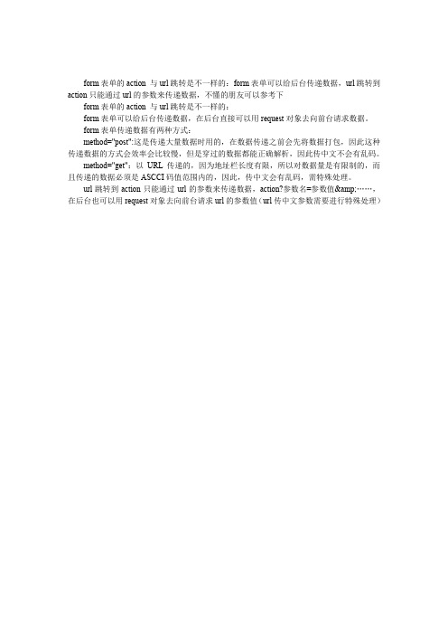 html form表单提交action和url跳转到actiond的区别介绍