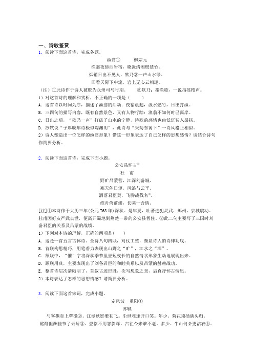 绍兴市高一上学期语文40诗歌鉴赏题专项训练word含答案