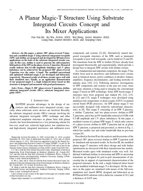 A Planar Magic-T Structure Using Substrate Integrated Circuits Concept and Its Mixer Applications