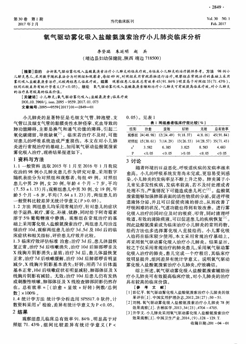 氧气驱动雾化吸入盐酸氨溴索治疗小儿肺炎临床分析