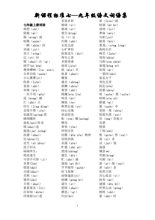 七---九年级词语(最全)