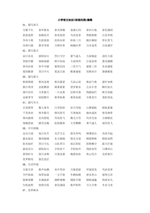 2020春部编版三年级语文下册知识集锦之词语归类