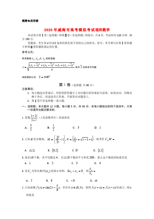 山东省威海市2020届高三数学模拟考试 理