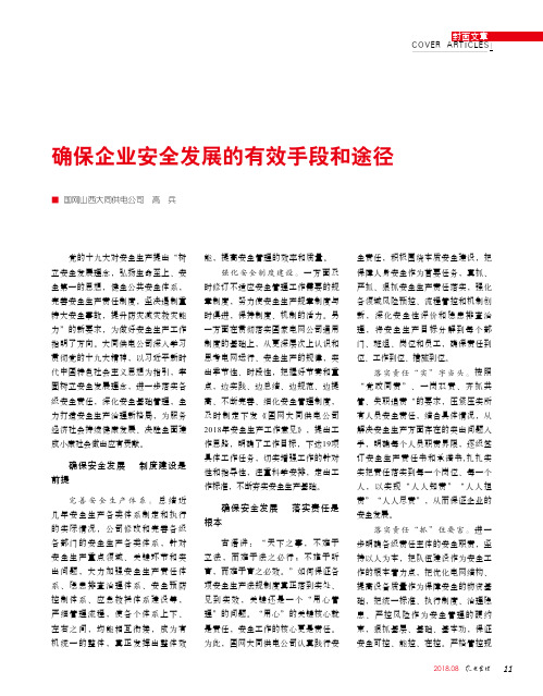 确保企业安全发展的有效手段和途径