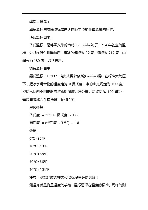 摄氏度和华氏度的换算