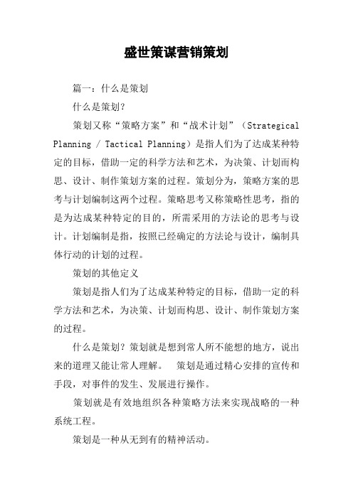 盛世策谋营销策划