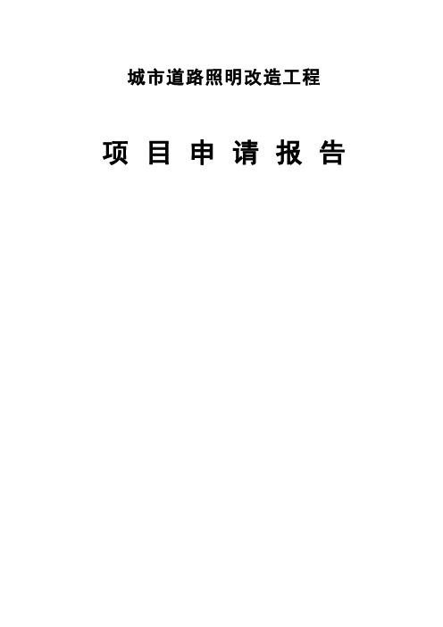 城市道路照明改造工程项目可行性研究报告