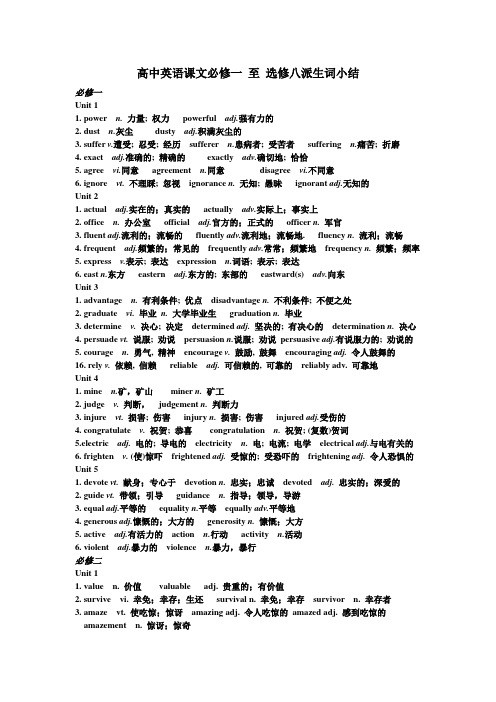英语派生词小结必修