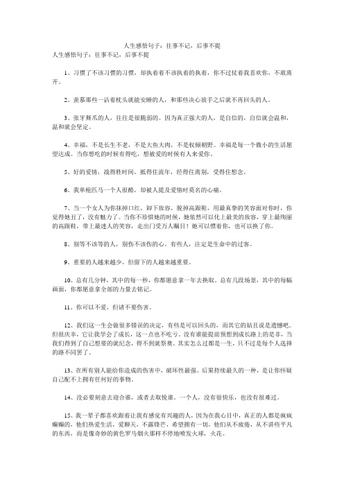 人生感悟句子：往事不记,后事不提 