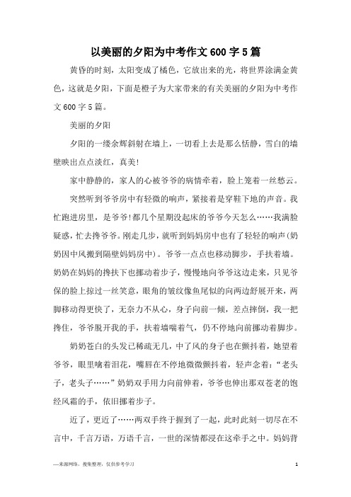 以美丽的夕阳为中考作文600字5篇