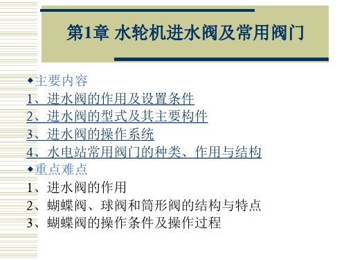 水轮机进水阀与常用阀门