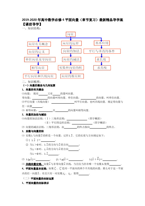 2019-2020年高中数学必修4平面向量(章节复习)最新精品导学案