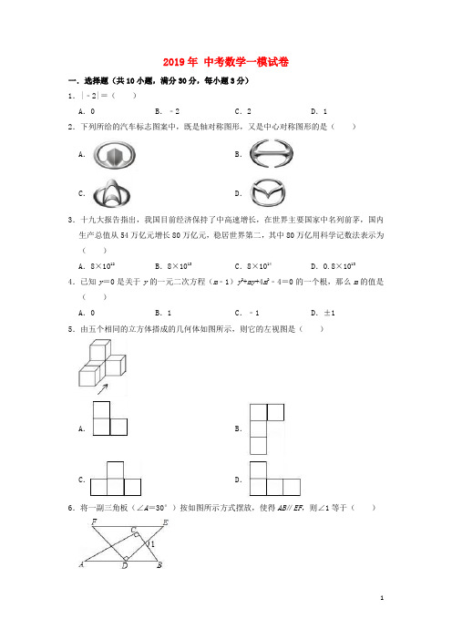 2019年中考数学一模试卷(含答案)