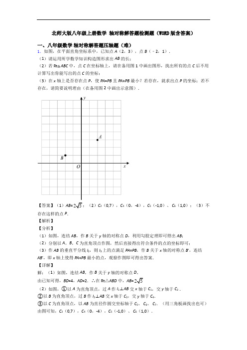 北师大版八年级上册数学 轴对称解答题检测题(WORD版含答案)