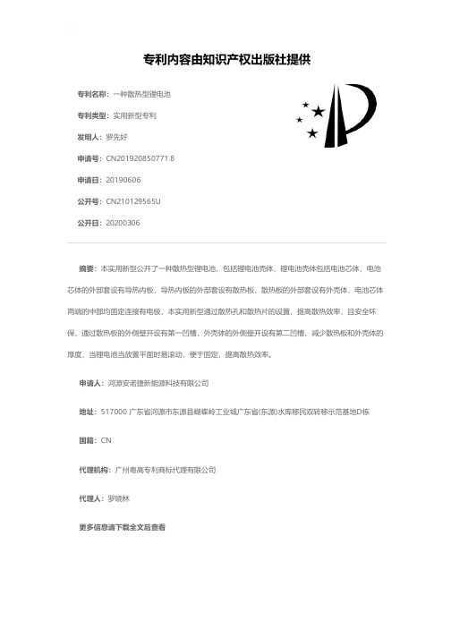 一种散热型锂电池[实用新型专利]