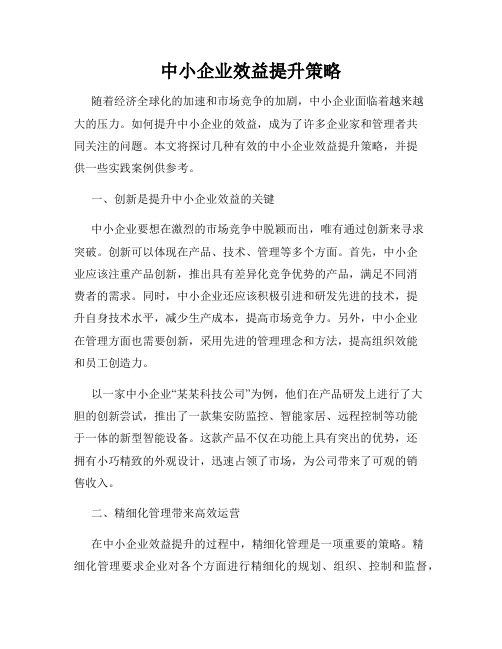 中小企业效益提升策略