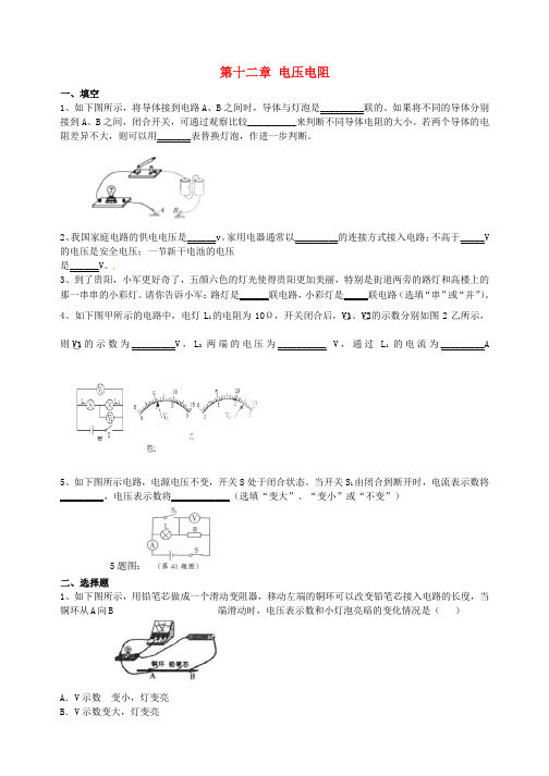 山东省龙口市诸由观镇诸由中学中考物理 电压 电阻复习检测题 新人教版