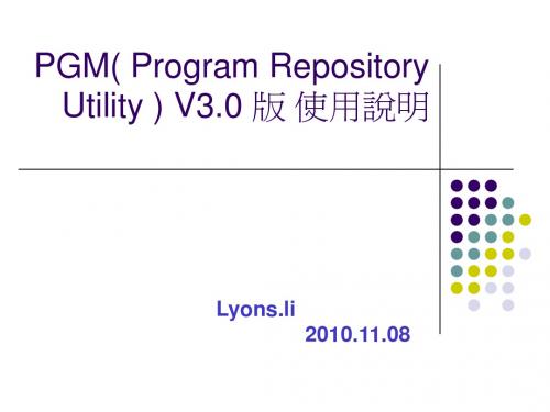 PGM V3.0 版 使用说明