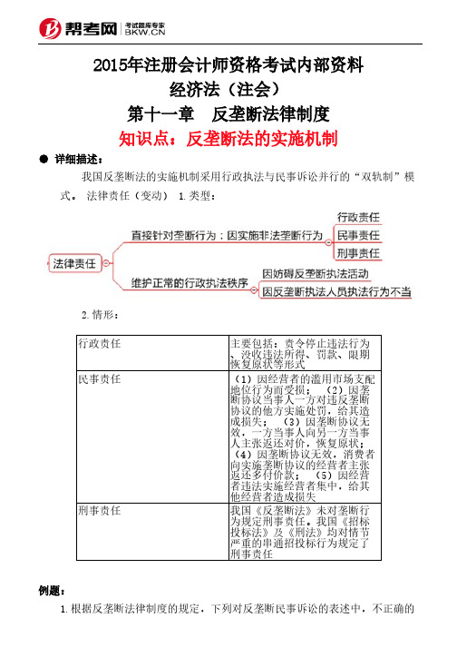 第十一章 反垄断法律制度-反垄断法的实施机制