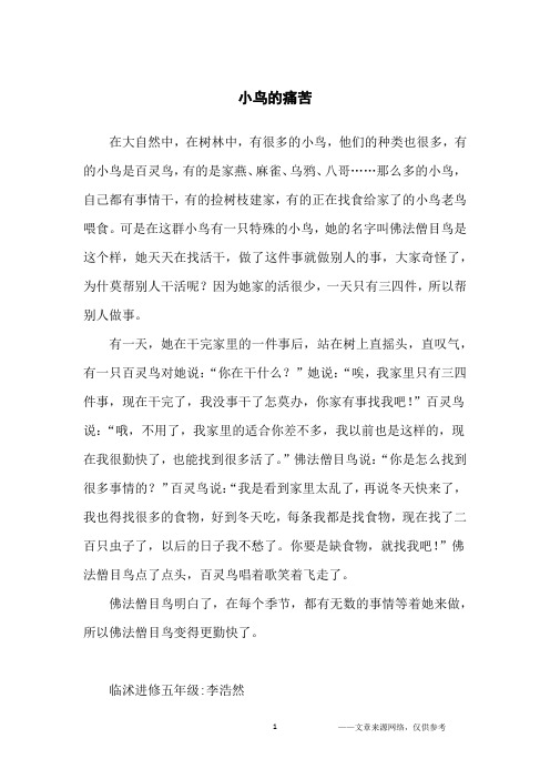 小鸟的痛苦_小学生