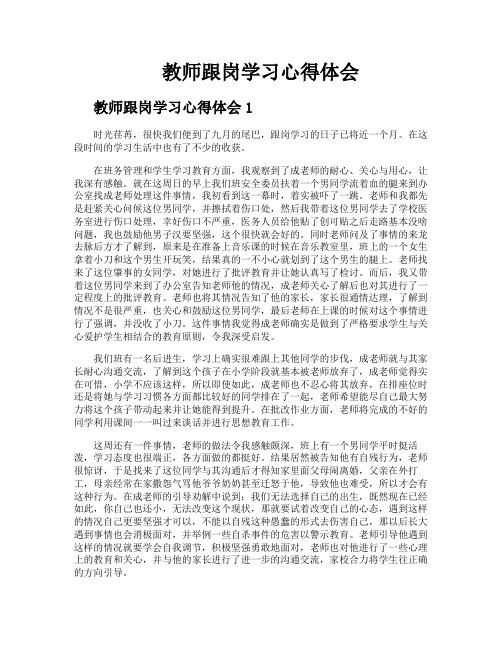 教师跟岗学习心得体会