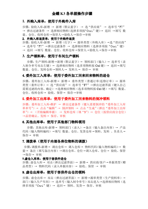 仓库金蝶K3操作流程