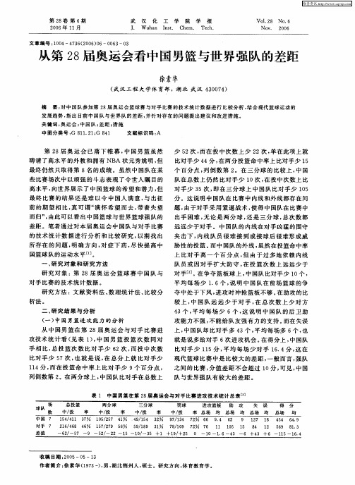 从第28届奥运会看中国男篮与世界强队的差距