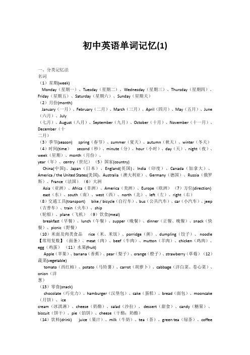 初中英语单词联想、趣味、词根法、谐音法、组合法记忆模板