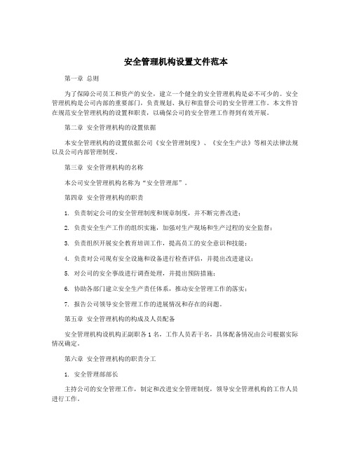 安全管理机构设置文件范本