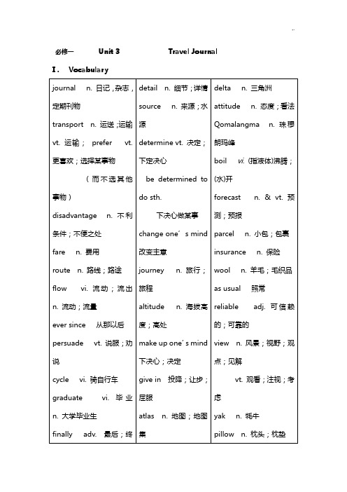 高级中学英语必修一课本学习知识详解Bookunit3