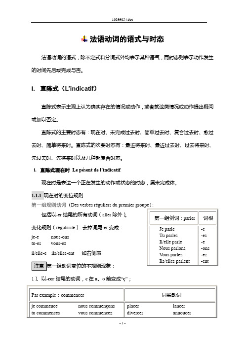 1 法语动词总结之语式与时态(1)