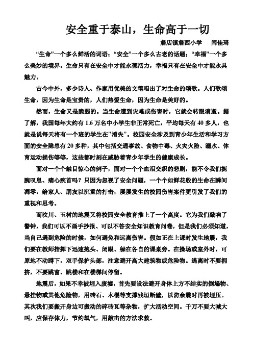 (完整word版)安全重于泰山,生命高于一切